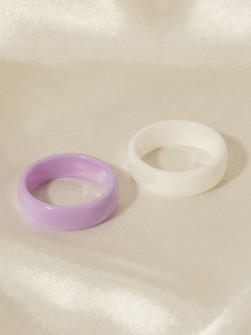 J&D Stainless steel Porcelain Geometric Minimalist Band Ring 1
