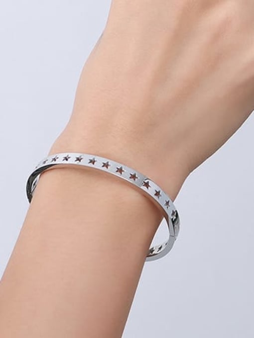 Star hollow Bracelet (steel color) Titanium Steel Geometric Minimalist Band Bangle