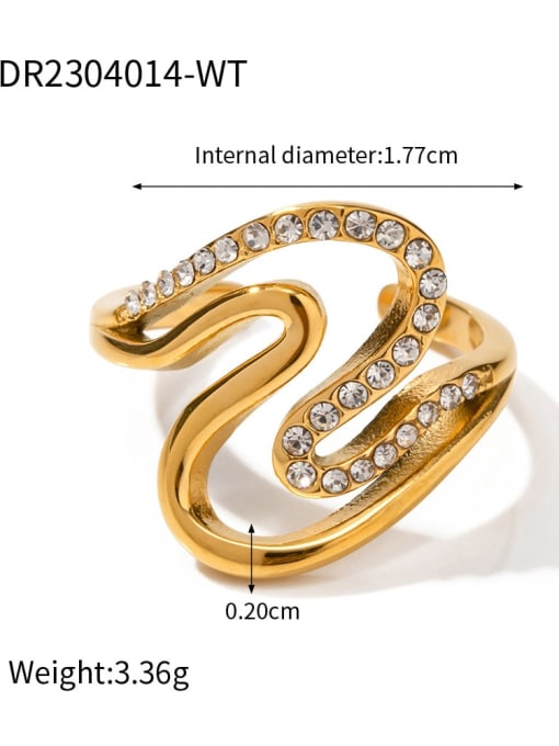 JDR2304014 WT Stainless steel Cubic Zirconia Geometric Trend Band Ring