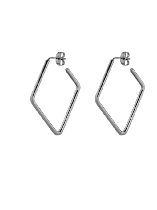 Diamond steel color (40mm pair) Titanium Steel Geometric Minimalist Huggie Earring