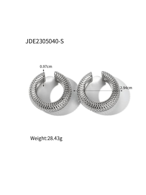 JDE2305040 S Stainless steel Geometric Hip Hop Huggie Earring