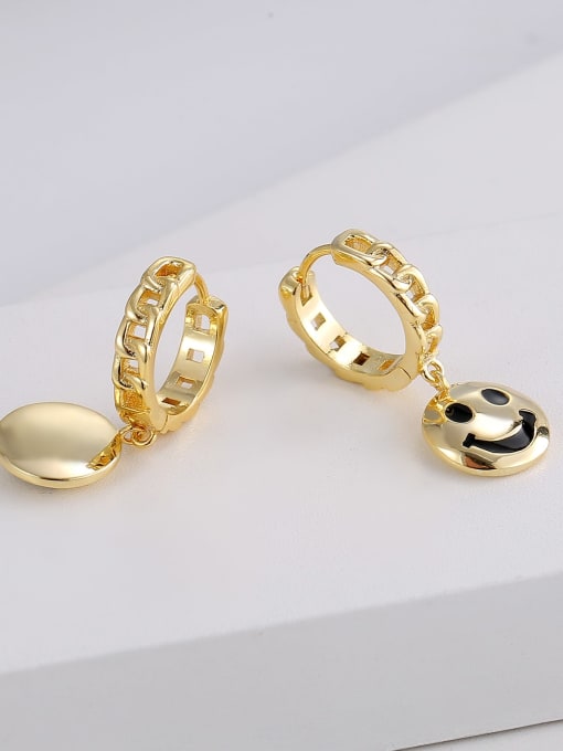H00335 Gold Brass Smiley Trend Stud Earring