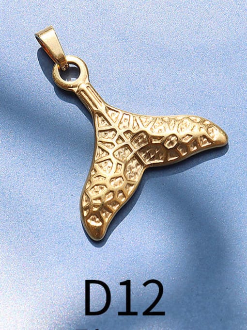 D12 gold printing fishtail Titanium 316L Stainless Steel  Moon Star Vintage Pendant with e-coated waterproof