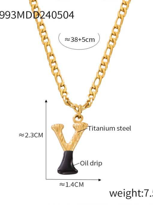 P1993 Gold Black Necklace Y Titanium Steel Letter Hip Hop Necklace