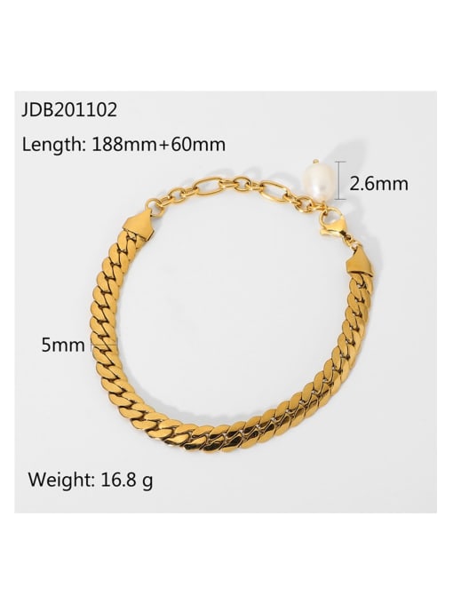 J&D Stainless steel Freshwater Pearl Geometric Trend Link Bracelet 3