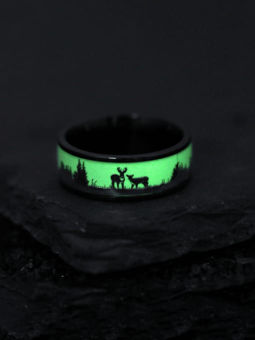 SM-Men's Jewelry Titanium Steel Christmas gift elk glow-in-the-dark ring 1