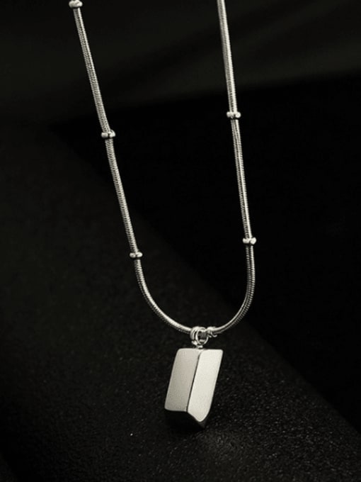 Steel color 41+5cm Titanium 316L Stainless Steel Geometric Minimalist Necklace with e-coated waterproof