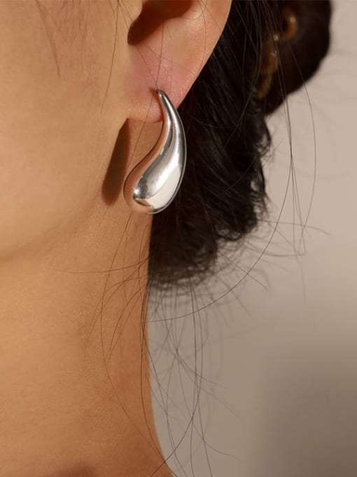 F1080 Steel Earrings Titanium Steel Water Drop Hip Hop Stud Earring