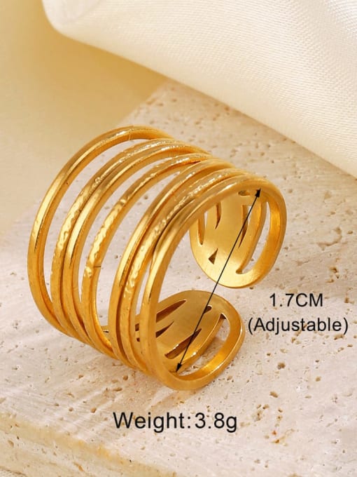 Golden Line Ring 2 Stainless steel Geometric Hip Hop Band Ring