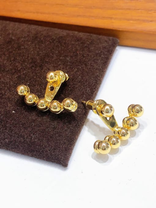 H00115 Brass Bead Geometric Vintage Stud Earring