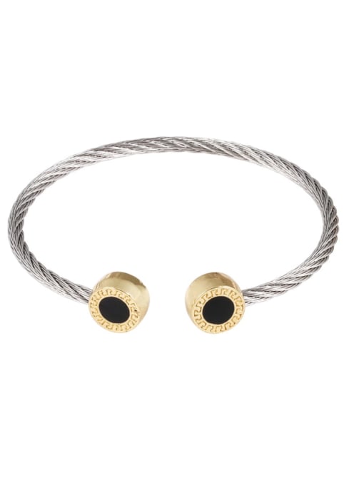 White Gold  Bracelet Stainless steel Hip Hop Geometric Ring Bracelet and Necklace Set
