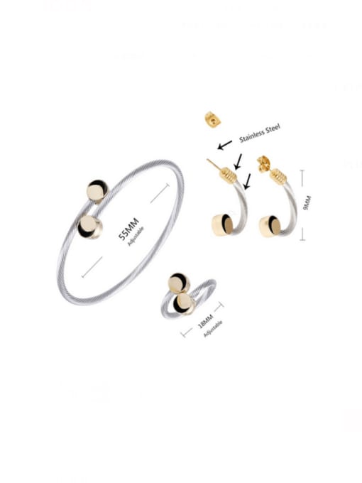Clioro Titanium Steel Hip Hop C Shape Ring Earring And Bracelet Set 1