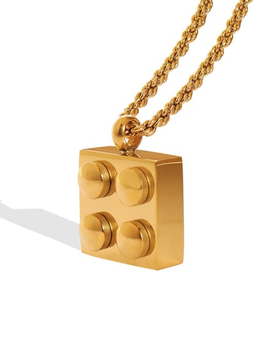 P204 gold necklace 50 +5cm Titanium Steel Geometric Vintage Necklace