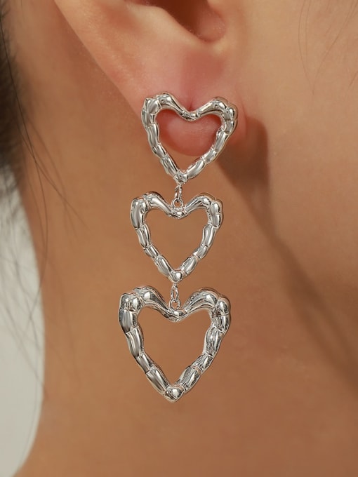 F1059 Steel Earrings Titanium Steel Heart Minimalist  Long Drop Earring