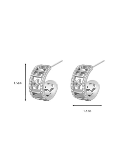 Clioro Brass Cubic Zirconia Geometric Letter Minimalist Stud Earring 2