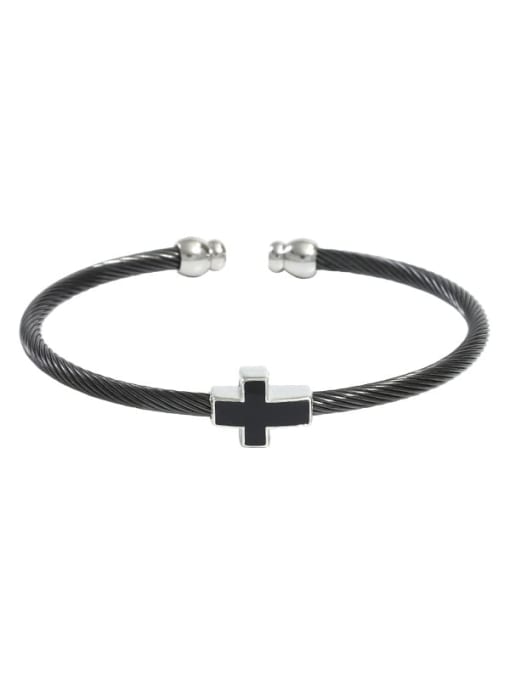 Style 6 (Perforated Cross) Stainless steel Enamel Cross Vintage Cuff Bangle
