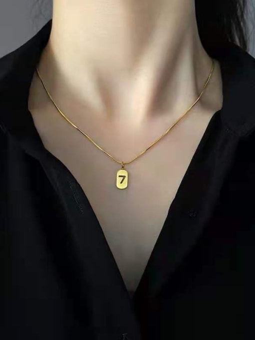 K.Love Titanium Steel Number 7 Minimalist Geometric  Pendant Necklace 1