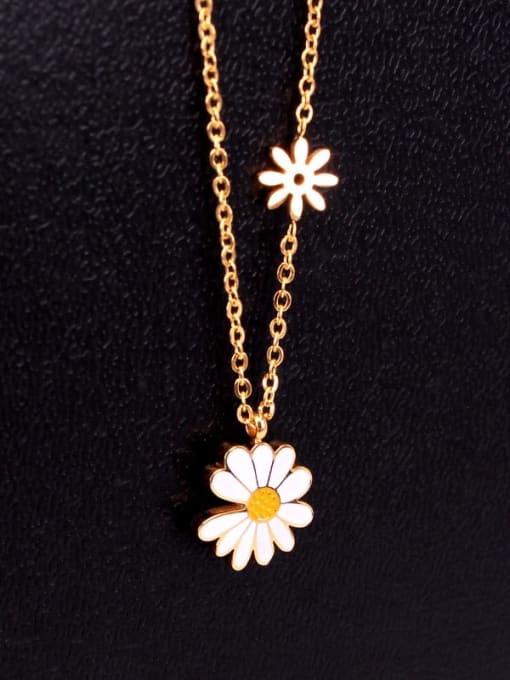 K.Love Titanium Enamel Flower Minimalist Necklace 3