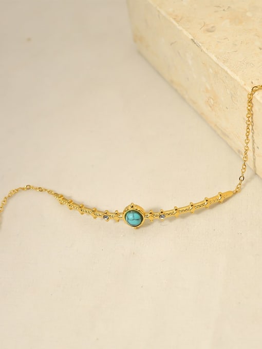 YAYACH Titanium Steel Turquoise Irregular Vintage Link Bracelet 3