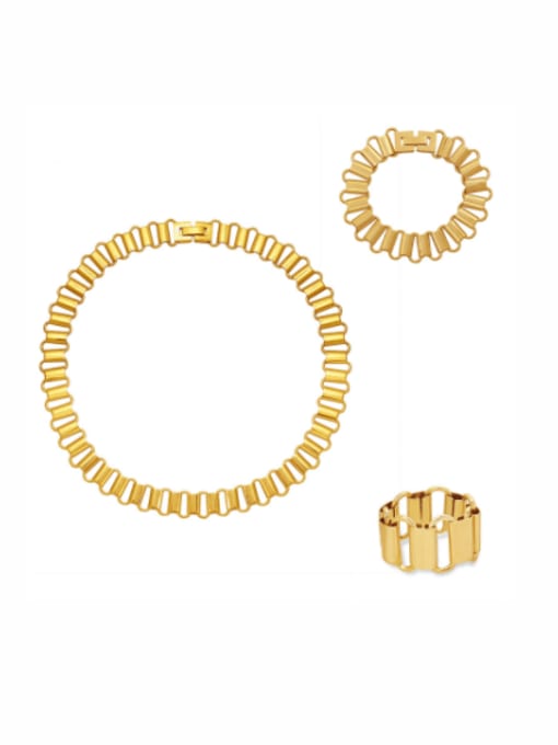 MAKA Titanium Steel Minimalist Geometric  Earring Bracelet and Necklace Set 0