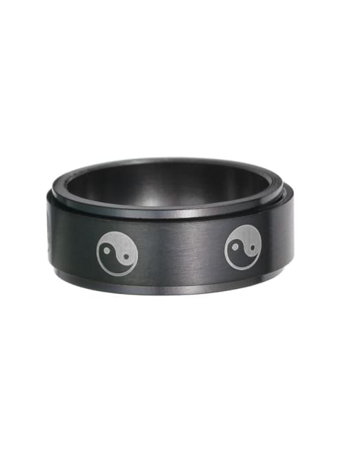 black Stainless steel Enamel Irregular Hip Hop Rotatable Men's  Ring