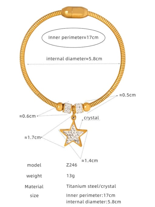 Z246 Gold Bracelet Titanium Steel Cubic Zirconia Geometric Trend Band Bangle