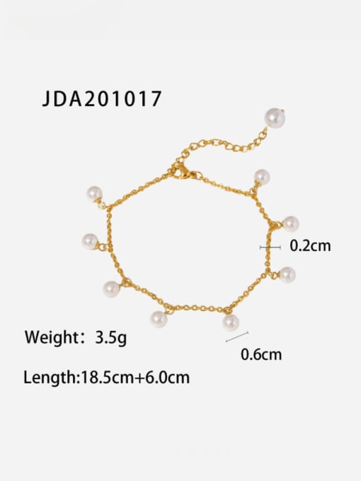 J&D Stainless steel Imitation Pearl  Minimalist  Chain Anklet 2