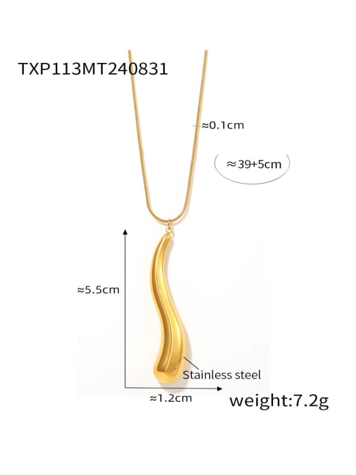 TXP113 Gold Necklace Stainless steel Minimalist Water Drop  Earring and Necklace Set