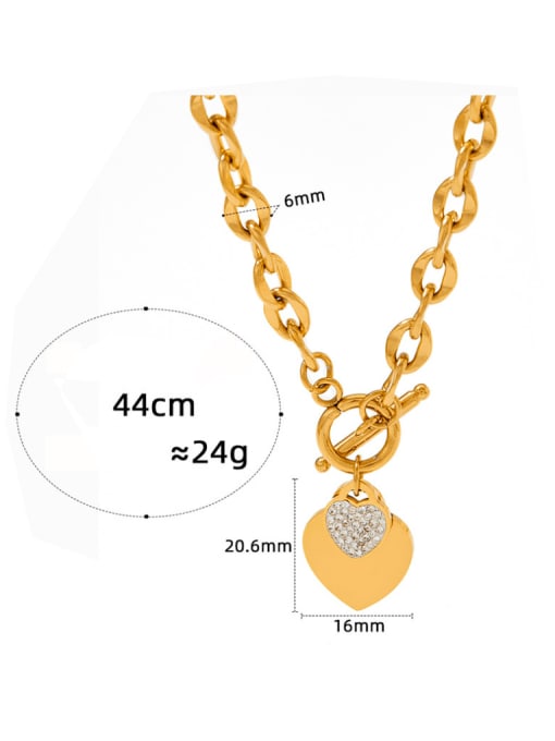 Clioro Stainless steel Cubic Zirconia Heart Hip Hop Necklace 3