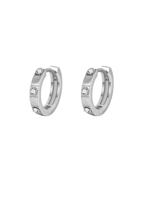 Clioro Brass Cubic Zirconia Geometric Minimalist Huggie Earring 3