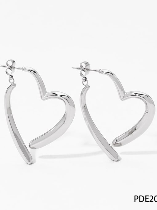 Steel color PDE2058 Stainless steel Heart Trend Hoop Earring