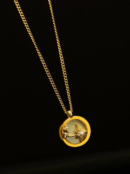 Gold Titanium 316L Stainless Steel Shell Geometric Minimalist Necklace with e-coated waterproof