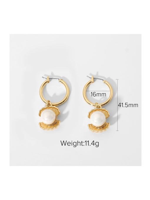 J&D Stainless steel Imitation Pearl shell Trend Huggie Earring 2