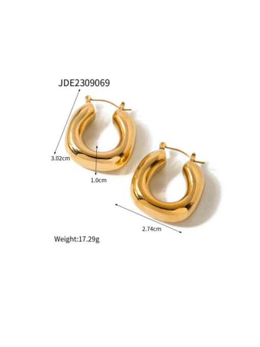JDE2309069 Stainless steel Geometric Hip Hop Huggie Earring
