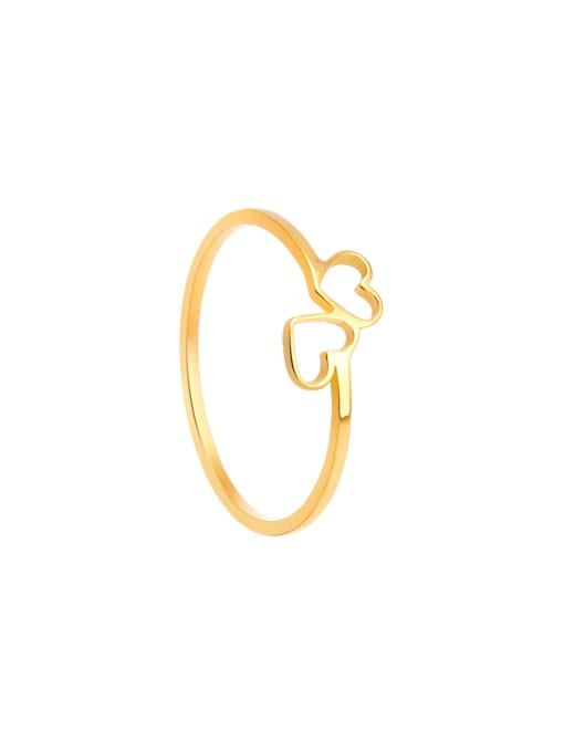 gold Titanium Steel Hollow Heart Minimalist Band Ring