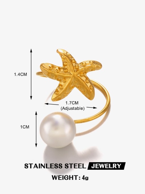 Fine Throwing Starfish Ring Gold 6 Stainless steel Hip Hop Star Ring And Earring Set