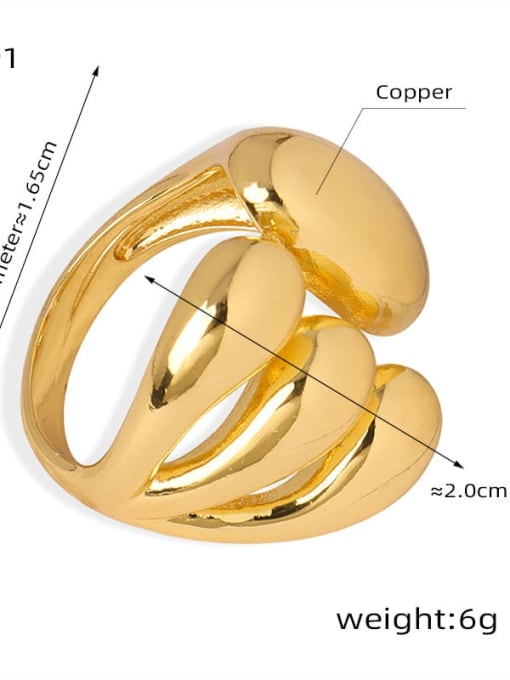A691 Gold Animal Claw Pad Ring Brass Geometric Trend Band Ring