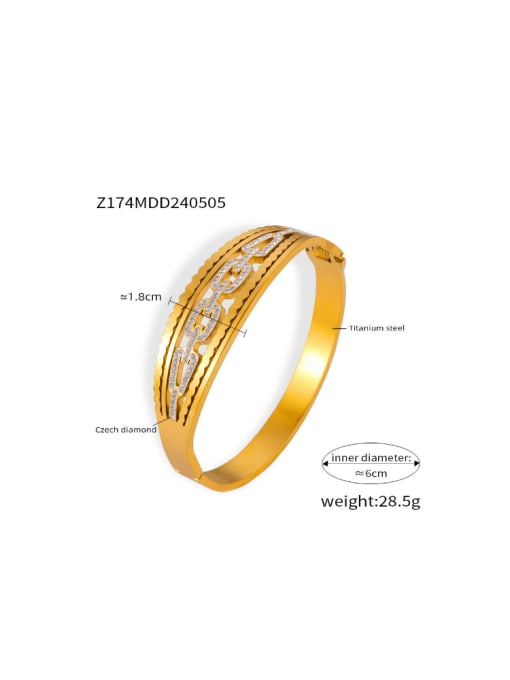 Z174 Gold Bracelet Titanium Steel Cubic Zirconia Irregular Hip Hop Band Bangle