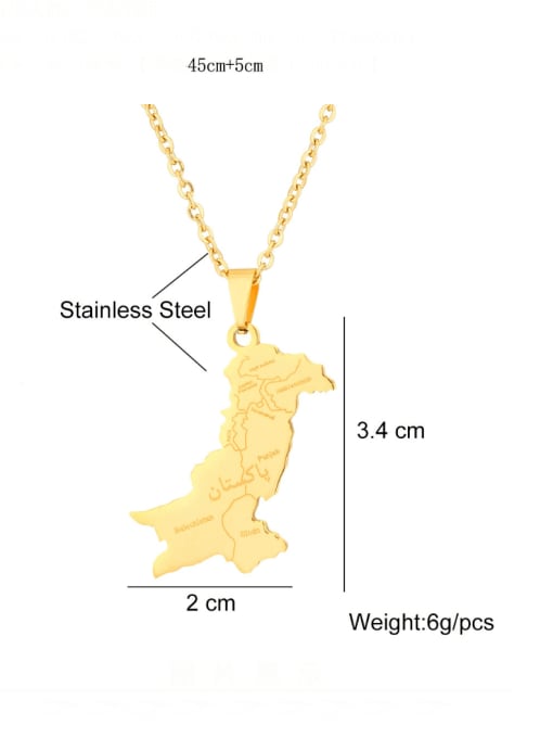 SONYA-Map Jewelry Stainless steel Medallion Hip Hop Map of Pakistan Pendant Necklace 3