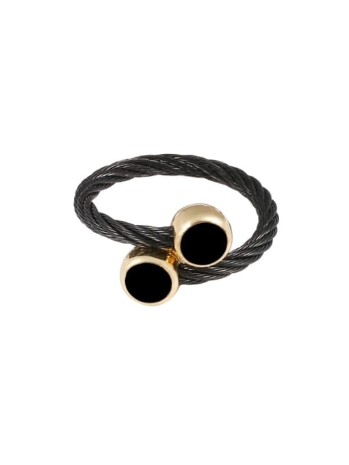 Black Round Ring Stainless steel Vintage Bear Enamel Ring Earring And Bracelet Set