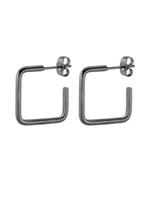 Square black (15mm pair) Titanium Steel Geometric Minimalist Huggie Earring