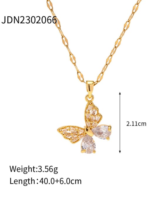 JDN2302066 Stainless steel Cubic Zirconia Butterfly Vintage Necklace
