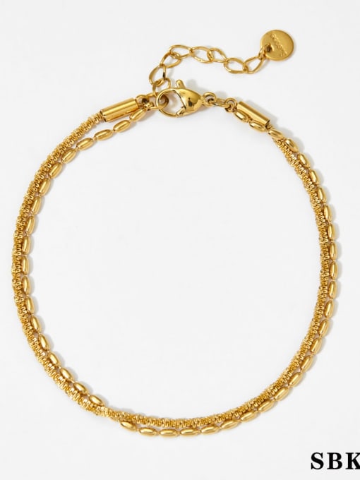 Golden Bracelet SBK201 Stainless steel Vintage Irregular Bead Bracelet and Necklace Set