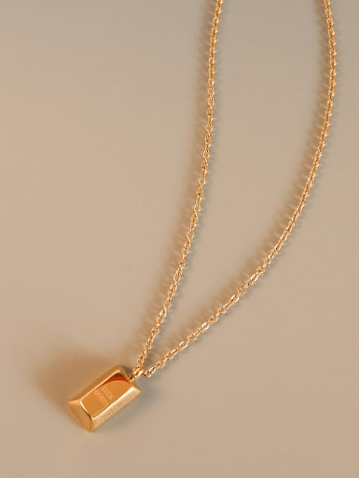 Gold  40+5cm Titanium 316L Stainless Steel Geometric Minimalist Letter Pendnt  Necklace with e-coated waterproof