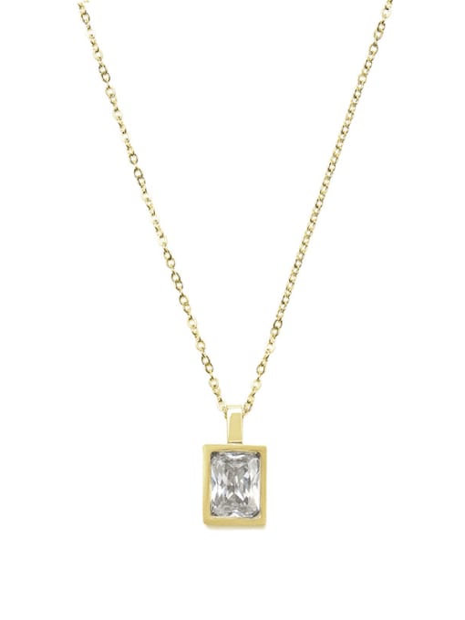 White Light luxury compact French square color zirconium necklace