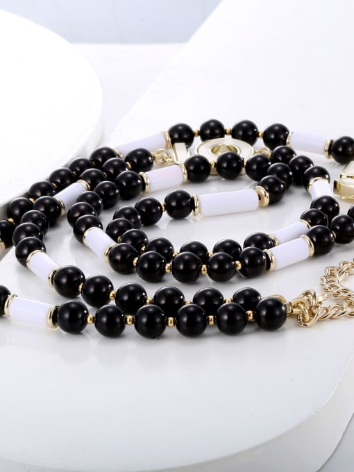 H02191 Brass Bead Number Trend Long Strand Necklace