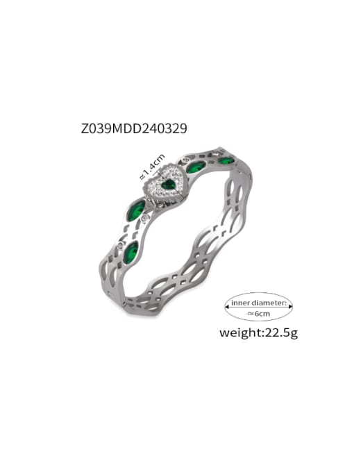 Z039 Stee+ Green  Bracelet Titanium Steel Acrylic Heart Hip Hop Band Bangle