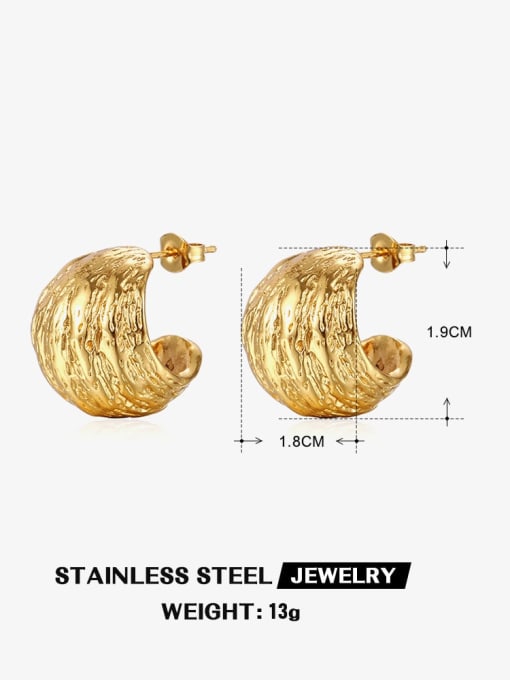 Gold ZN432G Stainless steel Geometric Hip Hop Stud Earring