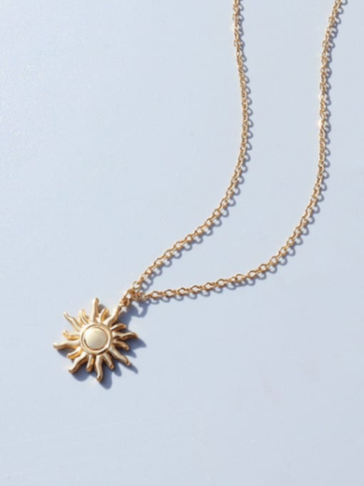 Gold necklace 40+5cm Titanium 316L Stainless Steel Irregular Minimalist Sun Pendant Necklace with e-coated waterproof