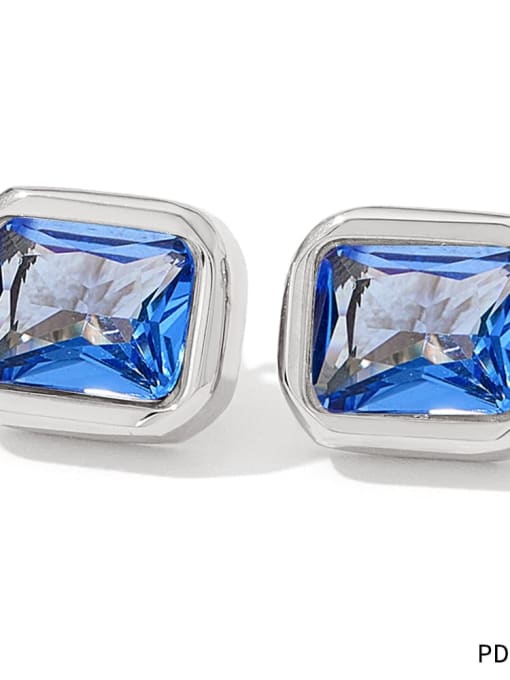 PDE682 Platinum Blue Zirconia Stainless steel Cubic Zirconia Geometric Vintage Stud Earring